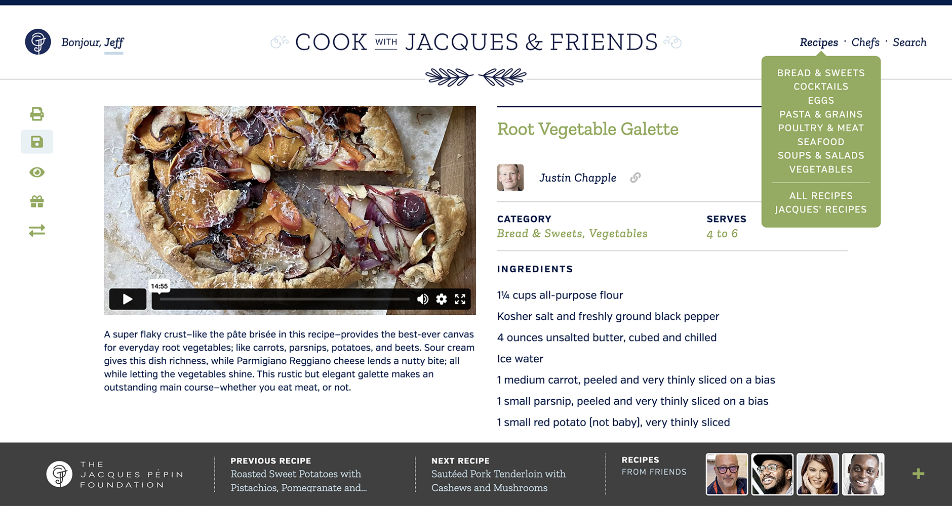 Video Recipe Book recipe page
