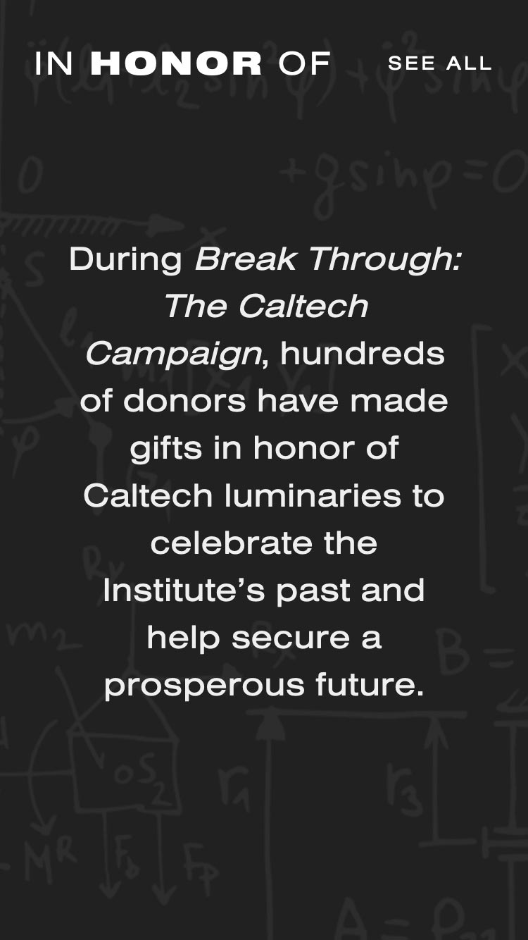 Caltech “In Honor Of” Microsite small screen