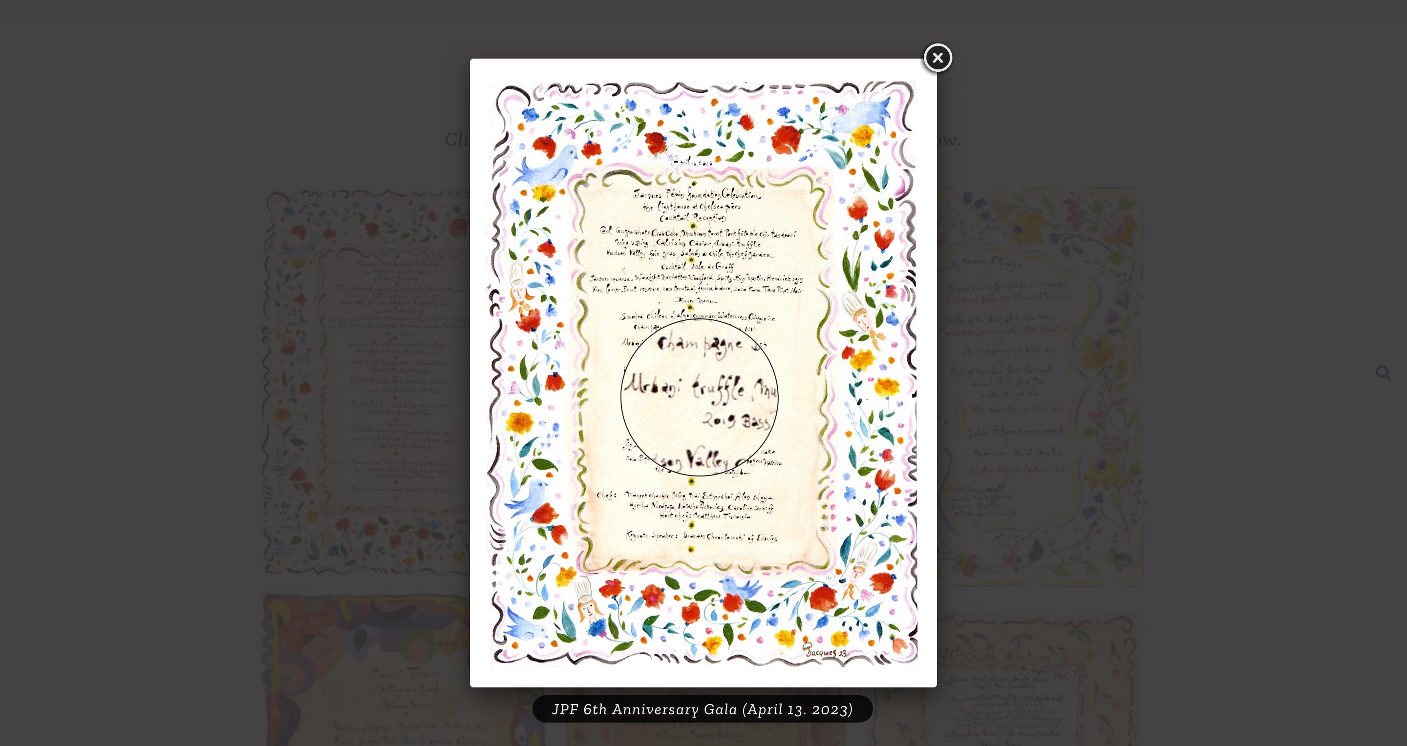 JPF menu page