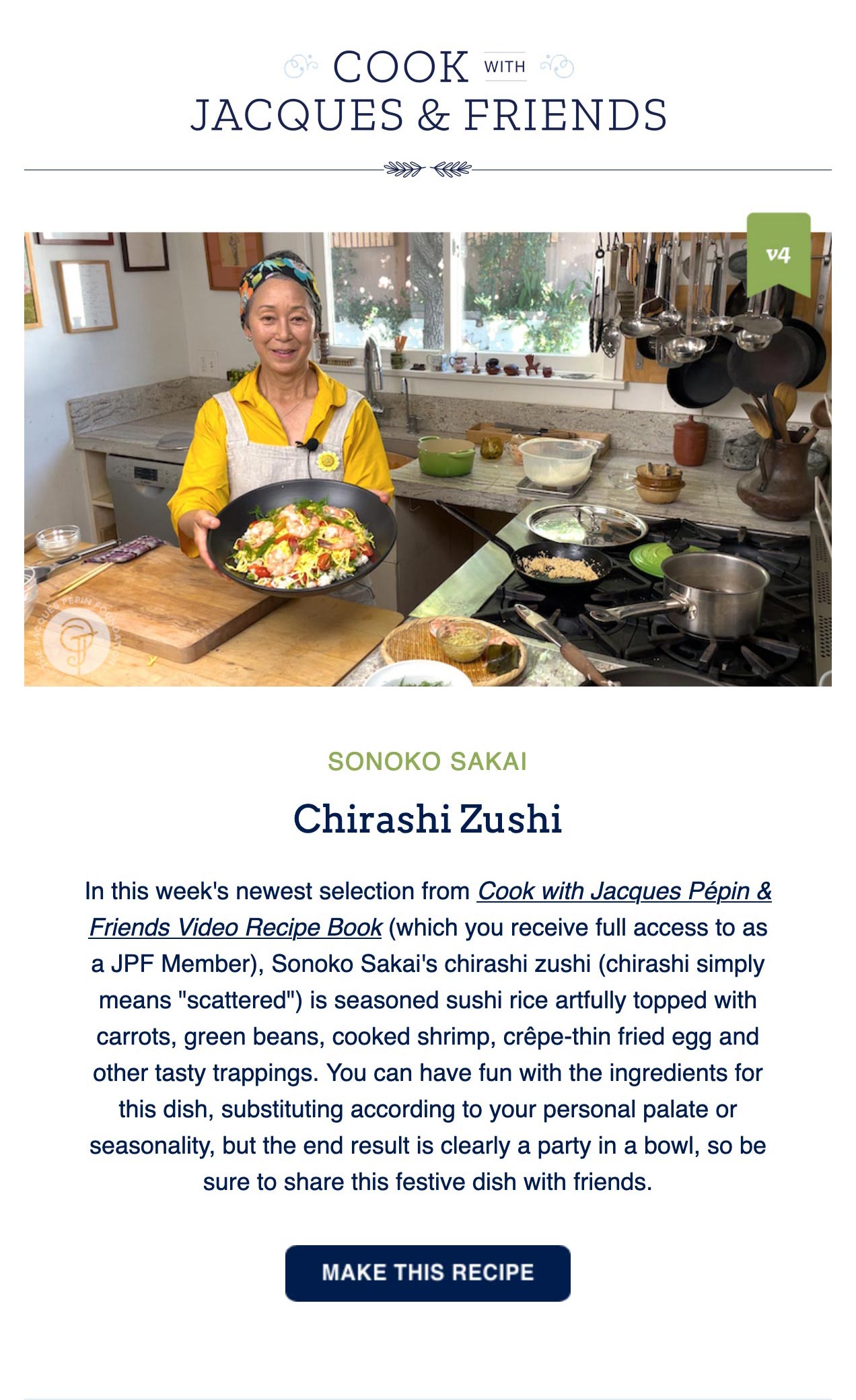 Video Recipe Book newsletter