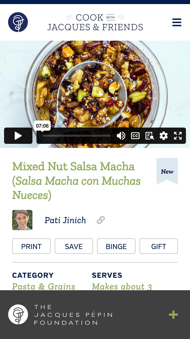 Video Recipe Book mobile layout