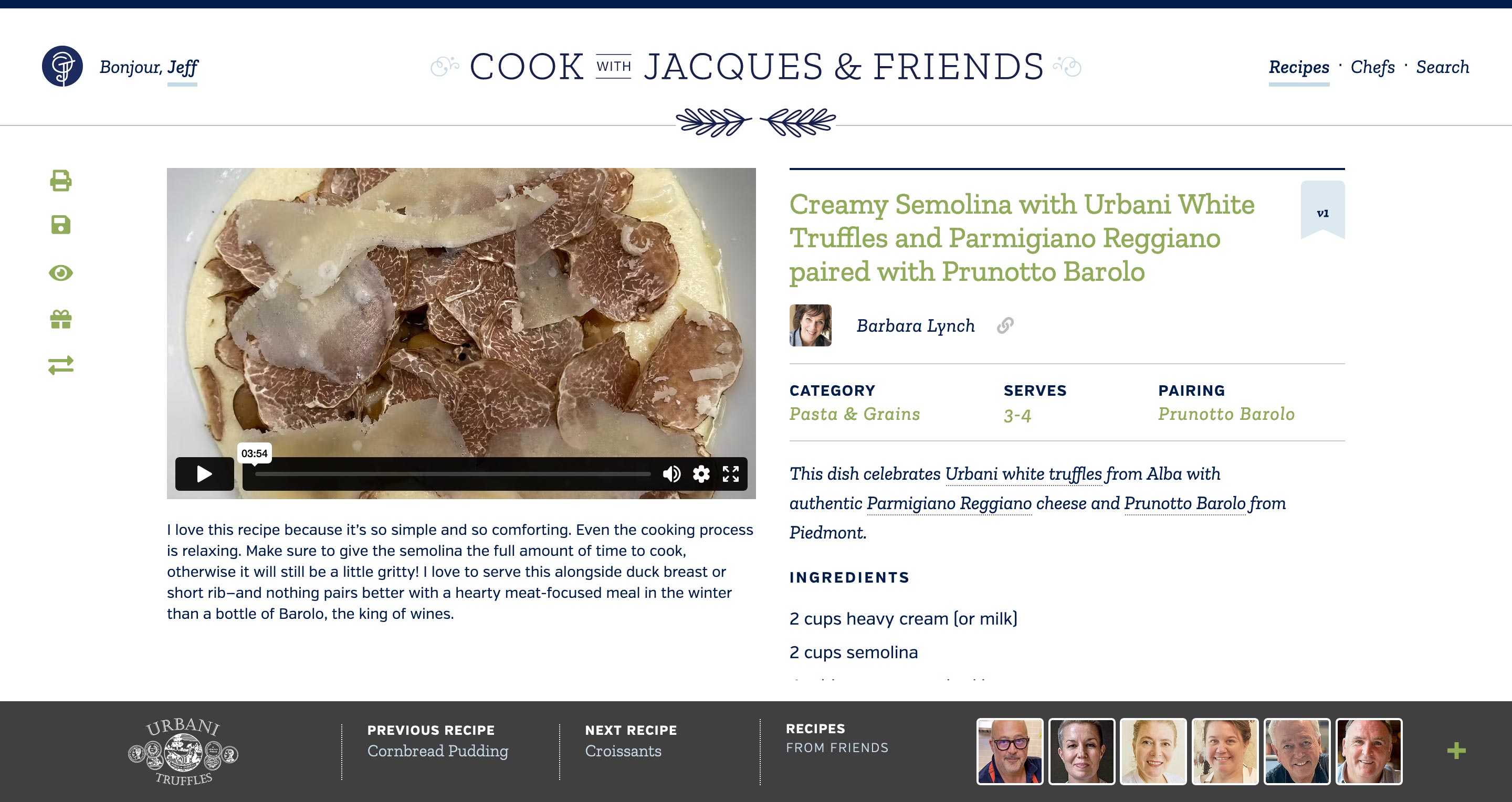 Video Recipe Book UI details