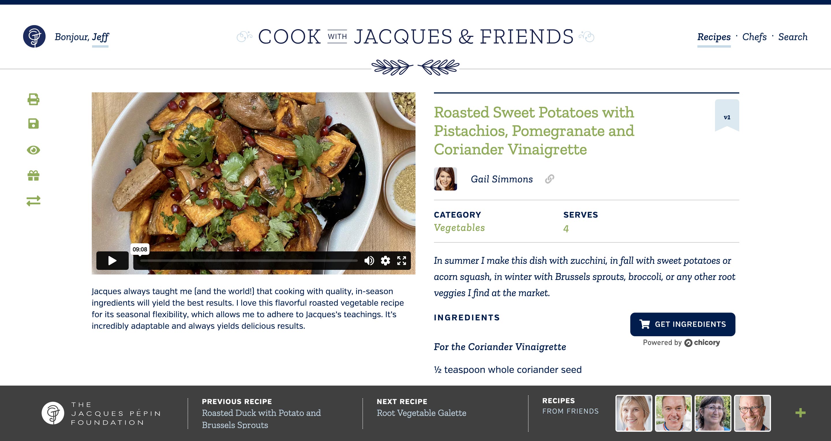 Video Recipe Book UI details